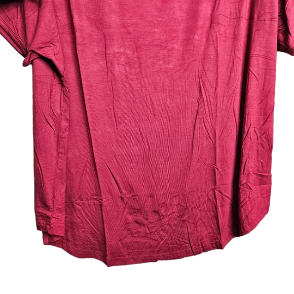 Amclos Women's Dark Red Scoop Neck Slashed Sleeve T-Shirt Top NWT Size 3XL - Picture 4 of 11